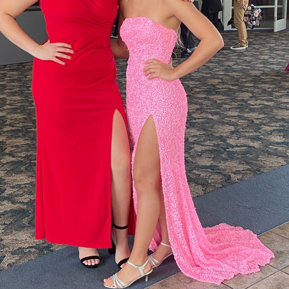 Strapless bubble gum pink Sherri hill dress